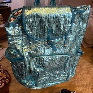 Blue sequin backpack